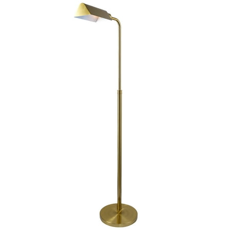Bernice Brass Dome Metal Floor Lamp with Rattan Accent and Dual Pull Chains
