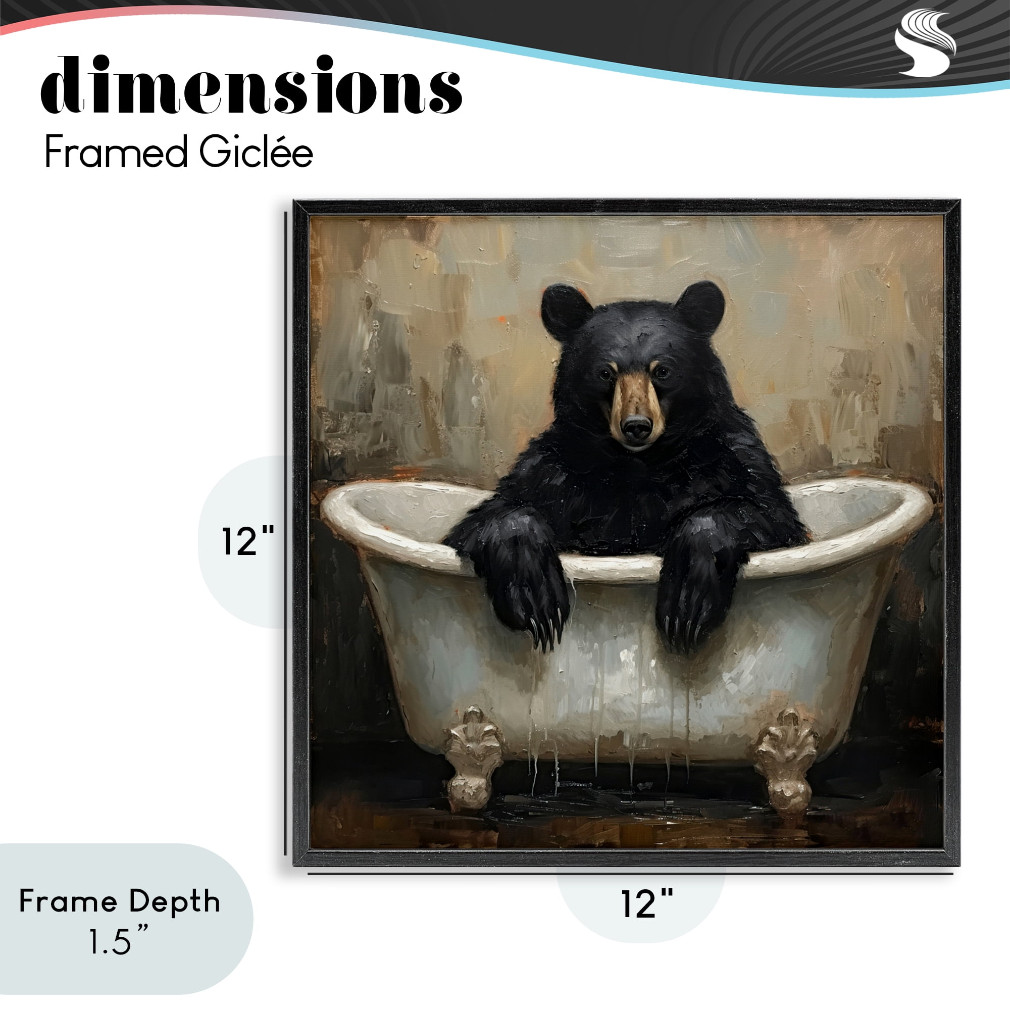 Stupell Industries Black Bear Bath Time Black Framed Giclee Art, design by Tina LeCour