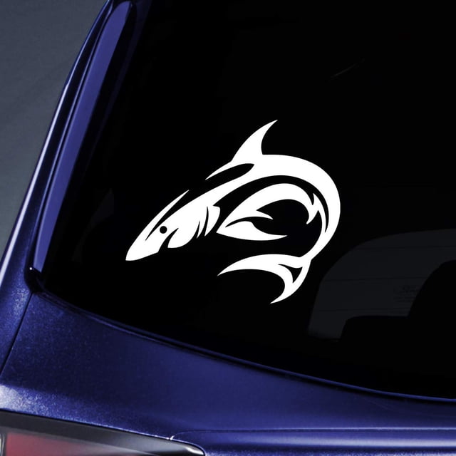 Bargain Max Decals Tribal Shark Silhouette Sticker Decal Notebook Car Laptop 5.5" (White)