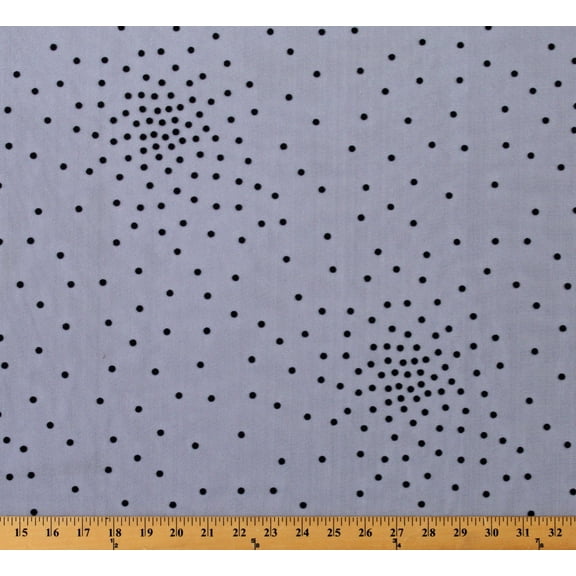 Sheer Black Flocked Dotted Swiss on Bobbinette Mesh Netting Veiling Retro Heirloom 60" Wide Poly/Nylon Fabric by the Yard (D181.13)