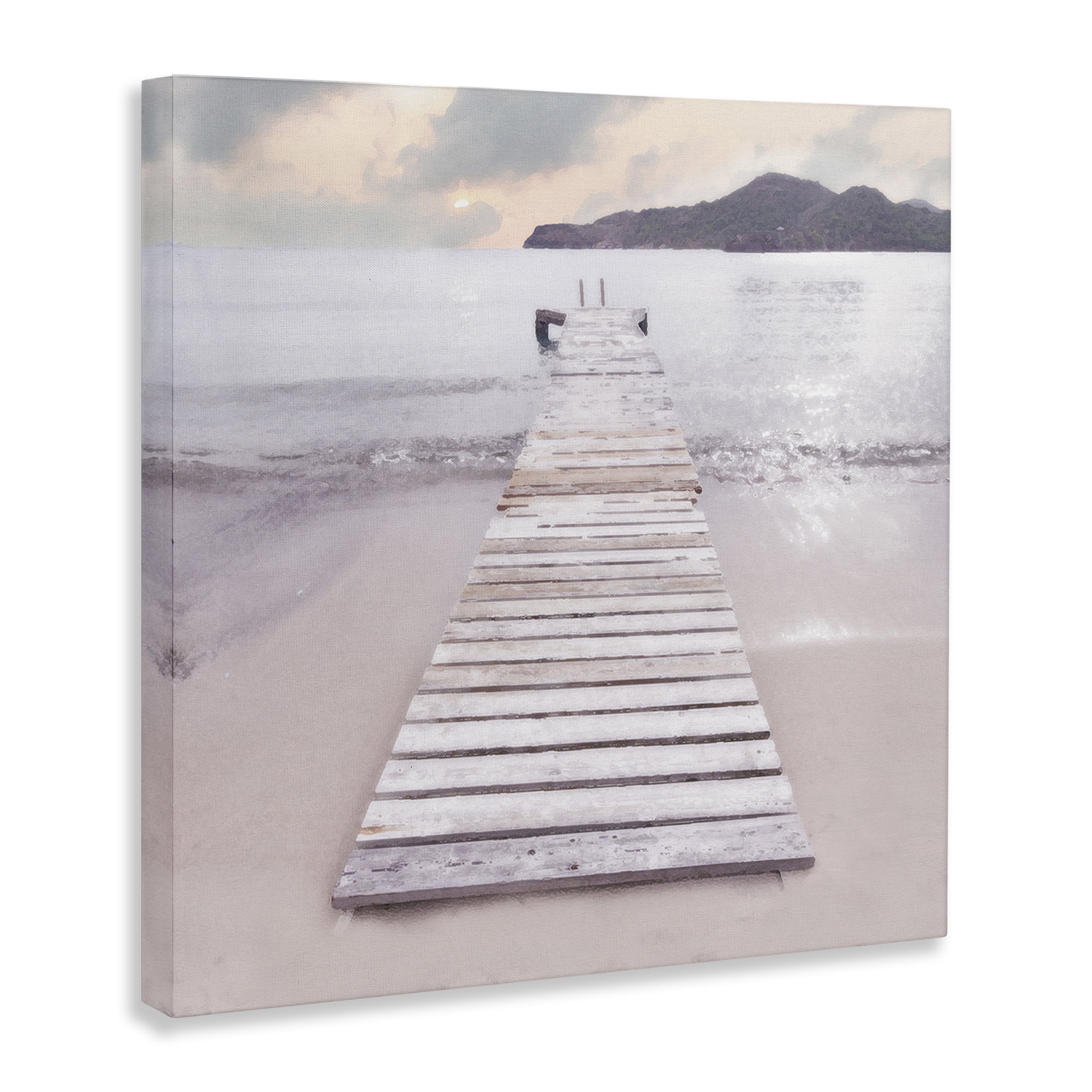 Stupell Industries Zen Beach Dock Landscape Painting Gallery Wrapped Canvas Art Print Wall Art, 24 x 24