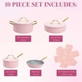 thumbnail image 4 of Paris Hilton Juego de utensilios de cocina con tapa sólida y asas doradas, 10 piezas, color rosa, 4 of 5