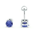 thumbnail image 2 of Blue Apple Co.Solitaire Stud Women Earring Brilliant Round Simulated Tanzanite 925 Sterling Silver, 2 of 5