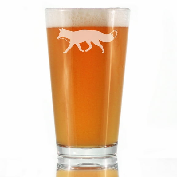 Bevvee Pint Glass 16 oz Fox Silhouette Gifts for Beer Lovers Beer Glasses