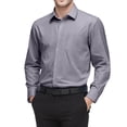 thumbnail image 2 of Resicozy Mens Dressy Shirts Long Sleeve Button Down Blouses Classic Solid Color Wrinkle-Free Formal Office Tops Shirt Gray XL, 2 of 8