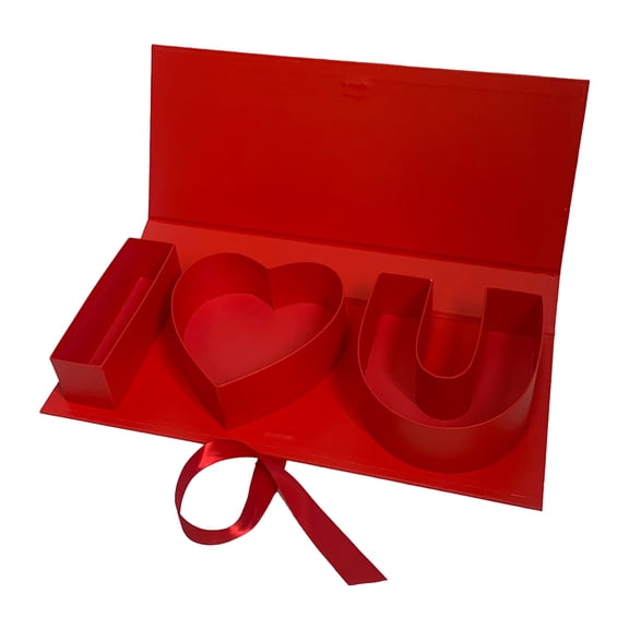 Cardboard Gift Boxes Printed with "I Love You," Empty Gift Boxes, Refillable Gift Boxes, Elegant Red Gift Box Sets,The Perfect Choice for Valentine'S Day, Anniversaries, Or Romantic Occasions.