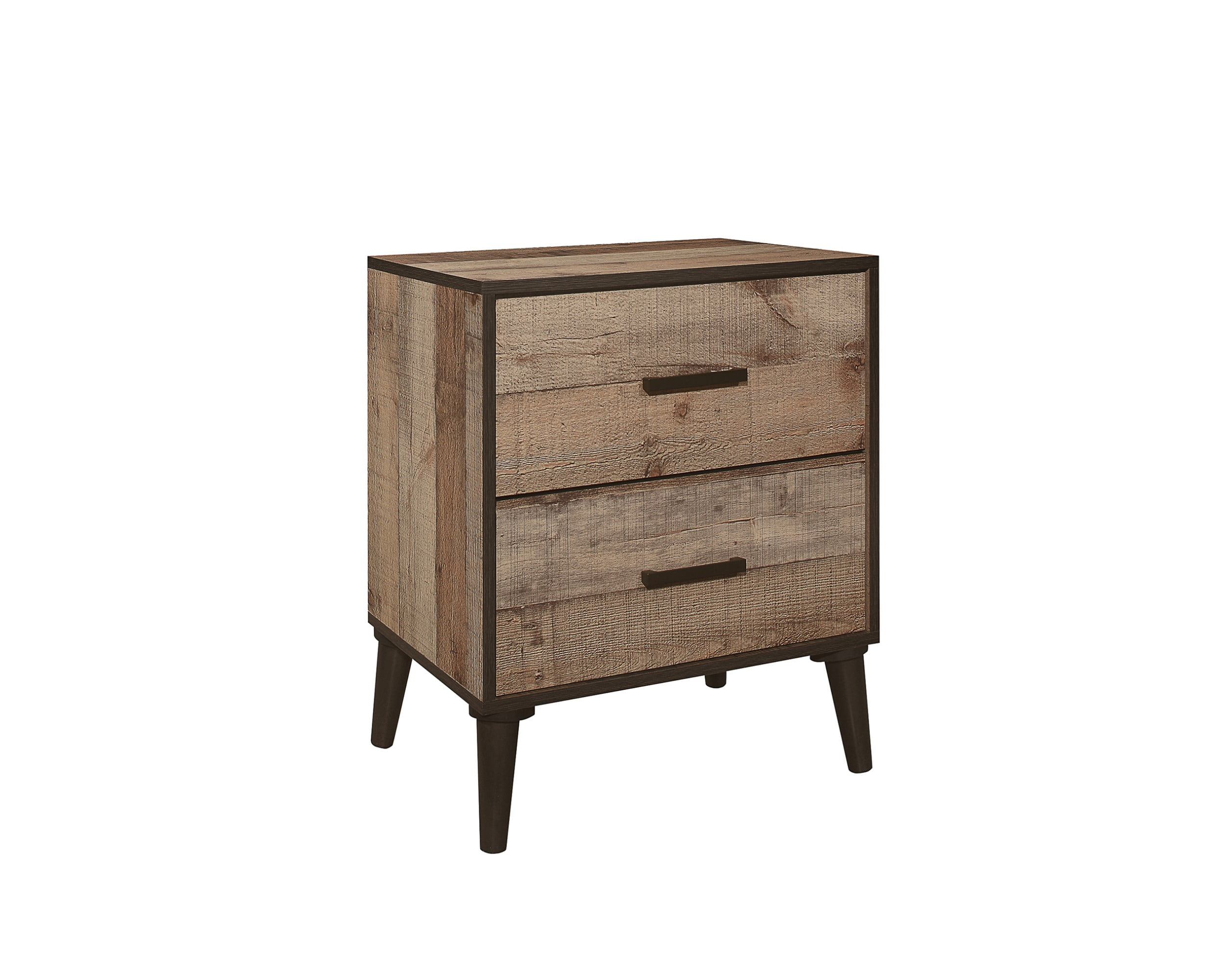 Home Design Janet Nightstand with 2 Drawers and Roller Glides, Natural Oak, Easy assembly