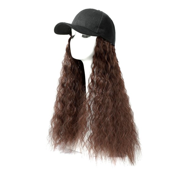 Outfmvch Wigs Wig Cap Baseball Cap Hair Wave Curly Hairstyle Adjustable Wig Hat Attached Long Hair Headband Wig B One Size