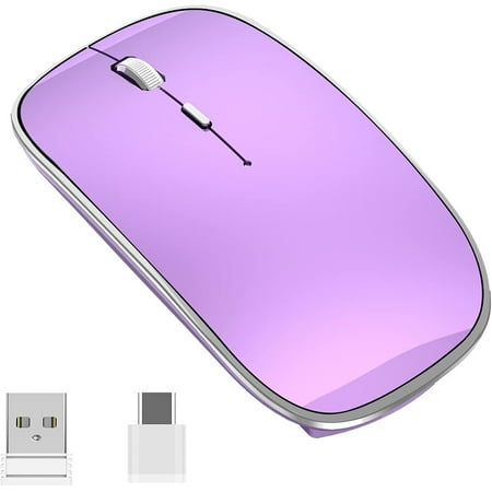Wireless Mouse Chargeable Portable Silent USB and Type-C Dual Mode Wireless Mouse 3 Adjustable DPI for Laptop Mac Android PC (Q23S Black) (Grey)