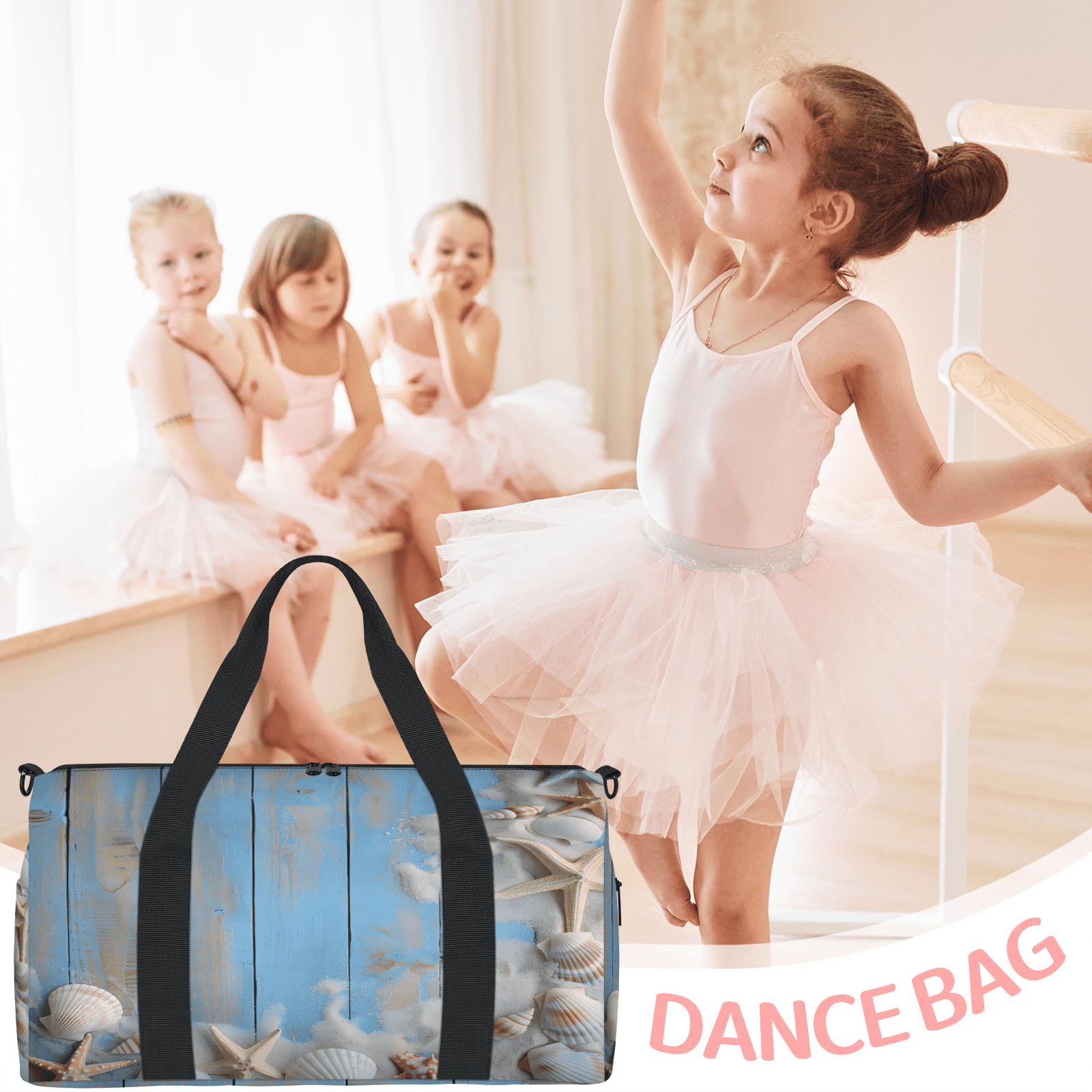 Herdesigns Beach Theme Travel Duffle Bag Sports Yoga Weekender Overnight Carry on Workout Bags Lightweight Waterproof Gym Tote Bag for Women