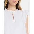thumbnail image 5 of Time and Tru Women's Cotton Split Neck Top with Flutter Sleeves, Sizes XS-XXXL, 5 of 6
