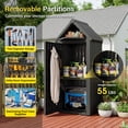 thumbnail image 5 of Nihsuao Vertical Outdoor Storage Shed, Waterproof Resin Outdoor Storage Cabinet, Lockable Small Tool Shed with Removable Shelves & 12 Hooks, Black, 5 of 9