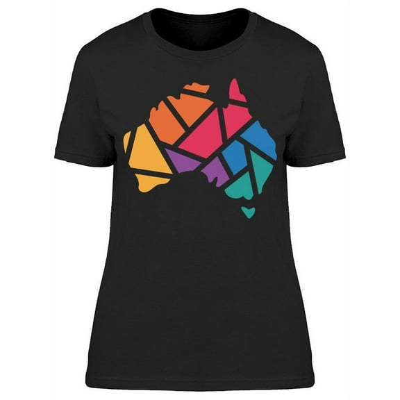 Colorful Geometric Australia Map T-Shirt Women -Image by Shutterstock, Female Small