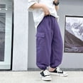 thumbnail image 5 of Girls Capr𝐢s Kids Cargo Wide Leg Jogger Pants Baggy Drawstring Summer Active Casual Lightweight Cropped Sweatpants Pockets, 5 of 5