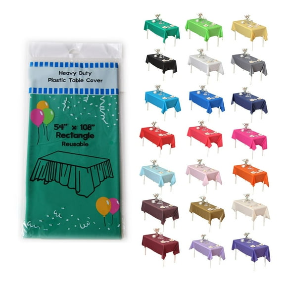 Evershine (6-Pack Heavy Duty Plastic Table covers Tablecloth (Reusable) (Rectangle 54 x 108, Emerald green)