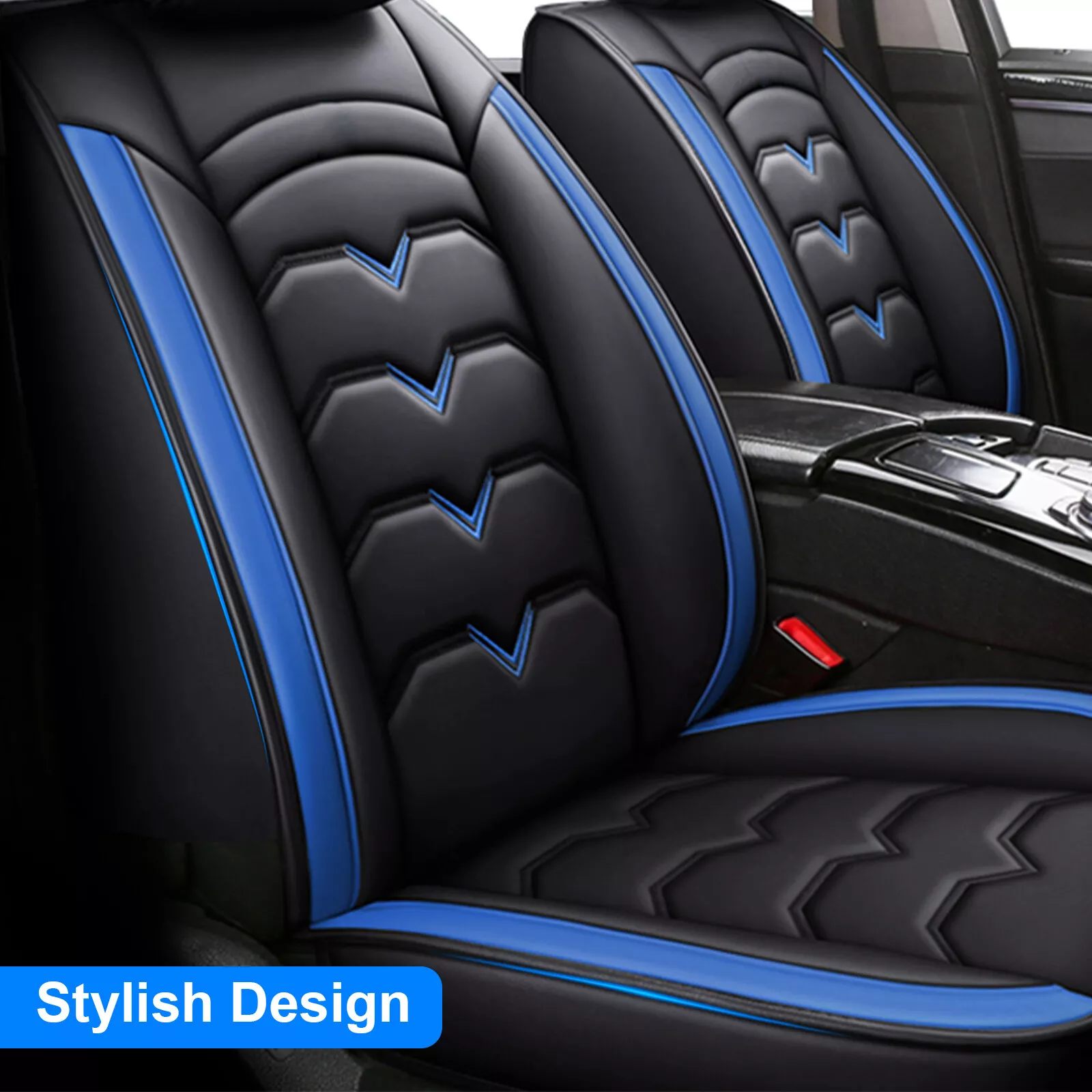 WILLJOY Car Seat Covers for Toyota Camry 2000-2024, Waterproof Artificial Leather Cushion Seat Protector for Matrix Prius Black Blue