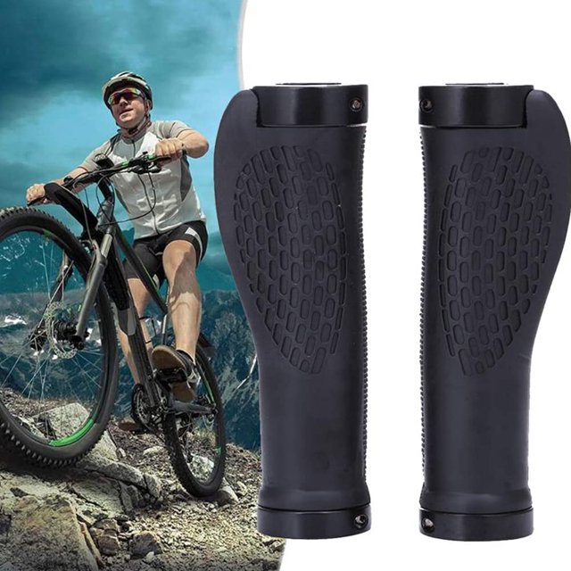 1 par de empuñaduras ergonómicas para bicicleta, aluminio, superficie de sujeción ampliada, con doble bloqueo, para bicicletas de carreras, bicicletas plegables, bicicletas de montaña (negro)