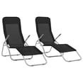 thumbnail image 1 of vidaXL Chaises Longues Pliantes 2 Pcs Textilène Noir, 1 of 5