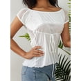 thumbnail image 5 of Fairy Lace Grunge Aesthetic Short Shirts for Women Square Neck Short Sleeve Vintage Graphic Print Lace Summer Tee, 5 of 6