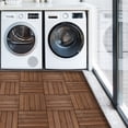 thumbnail image 3 of Renwick Pack of 27 Interlocking Wood Flooring Tiles for Outdoor & Indoor, Brown, 3 of 9
