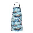 thumbnail image 2 of Pofeuu Sea Marine And Lighthouse Print Waterproof Apron with Pockets Adjustable Cooking Aprons Kitchen Bib for Baking Household Cleaning, 2 of 8