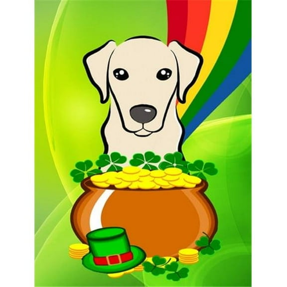 Carolines Treasures BB1966CHF Yellow Labrador St. Patricks Day Canvas House Flag