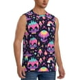 thumbnail image 2 of Fotbe cartoon Skull rainbow space Men's Camiseta sin Mangas Estampada para Hombres, Playera Casual para Gimnasio, Entrenamiento, Playa-Small, 2 of 7