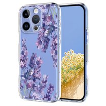 Compatible with iPhone 15 Pro Case Clear with Flower Design, Cute Soft Silicone TPU Floral Aesthetic Women Girls Transparent Protective Shockproof Anti-Scratch Anti-Yellow Phone Cover, E
