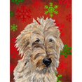 thumbnail image 1 of Carolines Treasures SC9763CHF Doodle Doré 2 Flocons de Neige Rouge Drapeau de Vacances Toile Maison Taille, 1 of 4