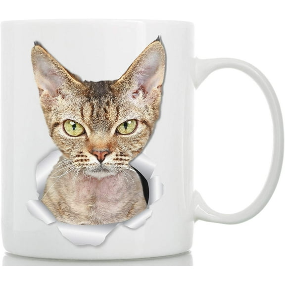 Grumpy Devon Rex Cat Mug – Tabby Devon Rex Cat Ceramic Coffee Mug - Perfect Devon Rex Cat Gifts - Funny Devon Rex Cat Coffee Mug for Cat Lovers (11oz)