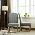 thumbnail image 2 of 2 Urban Style Chair With Gray Padding. Solid Wood Nailhead Accents. Frame. 20" W X 25" D 41" H. Seat Height 20". Cushion 7.75". Leg 13.6". Modern Dining Chairs Of 2 In Fabric - Oak Construction, 2 of 4