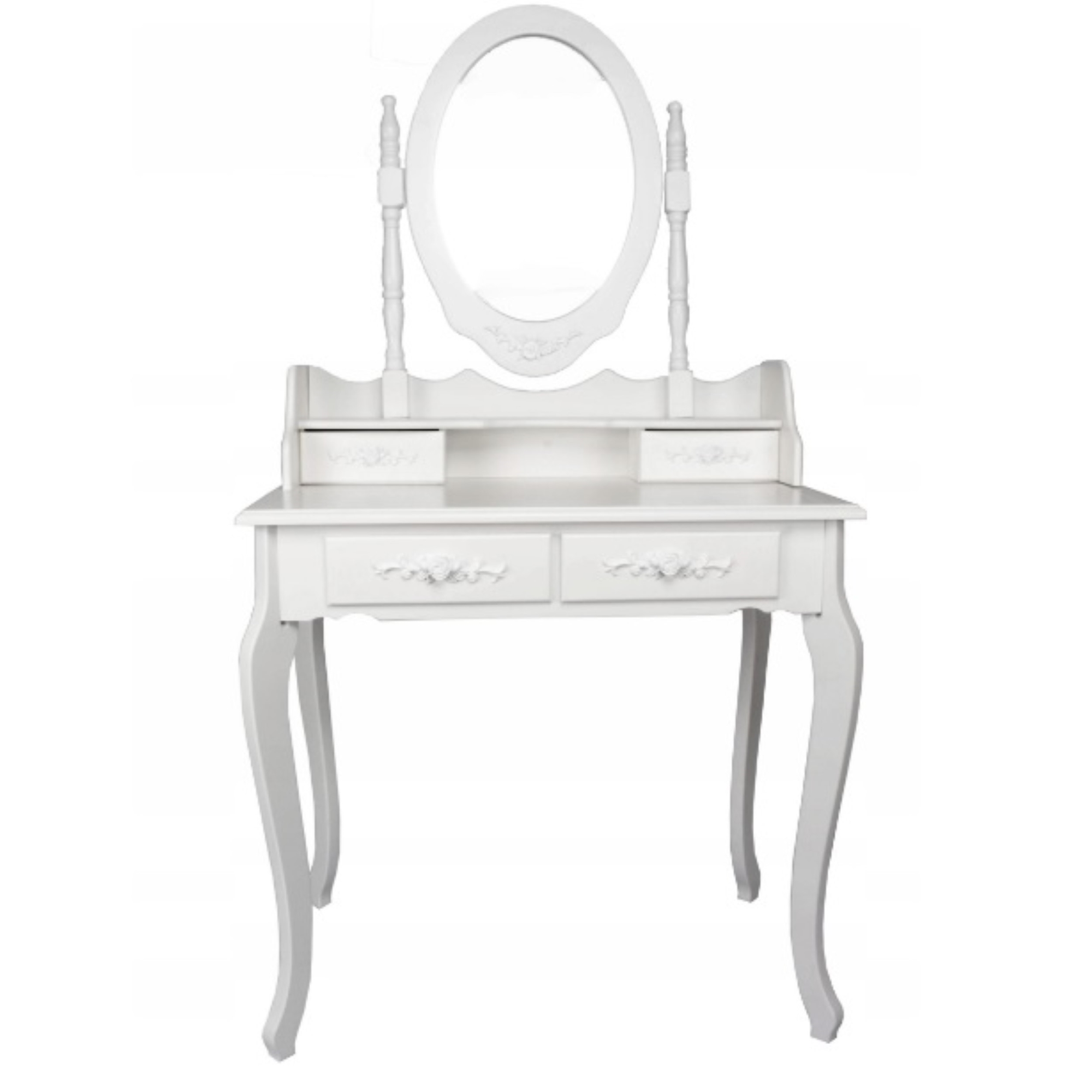 Viscologic Pearl Wooden Mirrored Makeup Vanity Table White