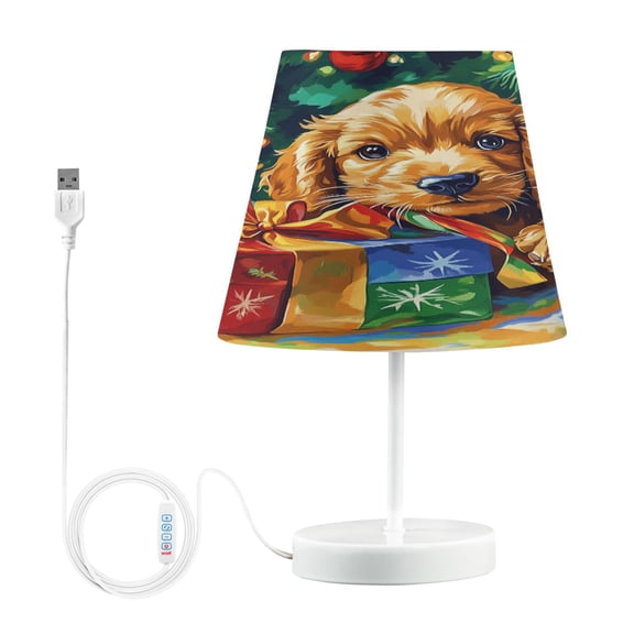 BZSMCE Table Lamp Creative Puppy with Christmas Gifts Simple Pattern Night Light