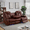 Reddish brown005, variant on Gewnee Brown 3-Seater Reclining Sofa - Air Leather Upholstery with High-Elastic Sponge for Living Room & Office