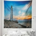 thumbnail image 1 of Maritime Tapestry, Seascape Photo of Lighthouse at Sunset with Tangerine Horizon Print, Fabric Wall Hanging Decor for Bedroom Living Room Dorm, 5 Sizes, Azure Blue Multicolor, by Ambesonne, 1 of 1