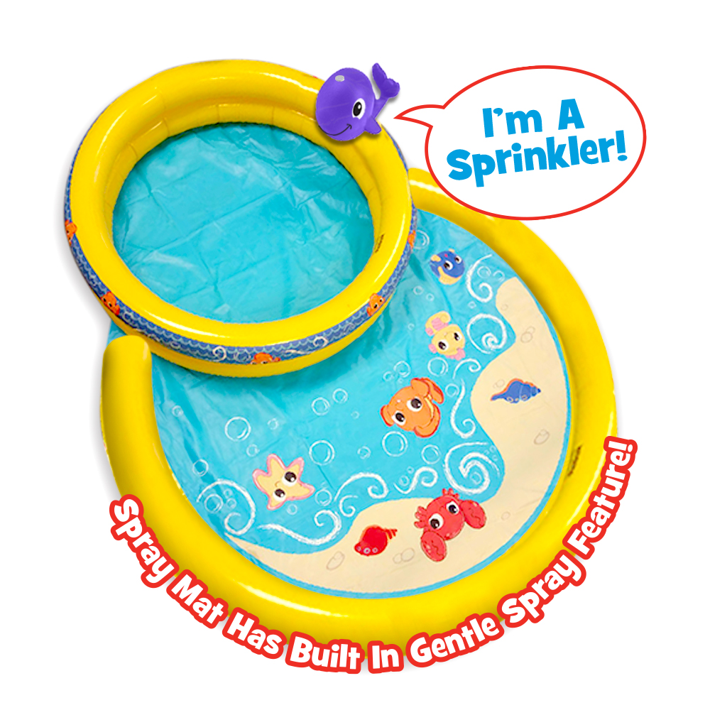 Little Tikes My First Lil Water Park, Round Splash Pool with Whale Sprinkler and Spray Mat for Kids Ages 3-6 - image 3 of 5