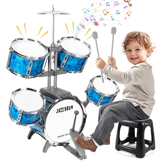 Kids Drum Set for Kids Age 3-5 5-7 - 5 Piece Toddler Drums Toy Musical Instrument Educational Percussion Christmas / Birthday Toys for 3-8
