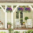thumbnail image 3 of Artificial Hanging Plants Outdoors, Fake Hanging Flowers with Basket, Faux Vine Bougainvillea for Urn Fillers Front Porch Patio Outside Summer Decor (Purple), 3 of 5