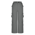 thumbnail image 6 of Bloomae Baggy Cargo Sweatpants for Women Loose Wide Leg Casual Drawstring Elastic Waist Outdoor Hiking Pants with Multi-Pockets Stretchy Full Length Trousers Gray L, 6 of 9