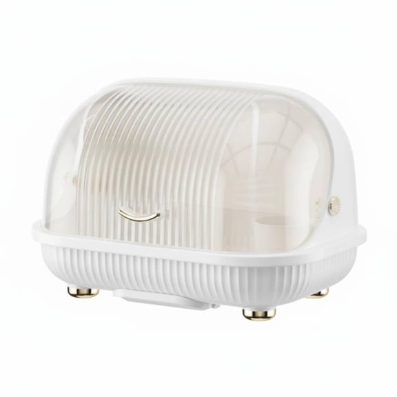 Solace Covered Drainer Dish Rack Countertop Tableware Organizer with Detachable Lid for White L