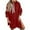 Red, variant on Women's Oversized Fleece Sweatshirts Long Sleeve Split Hem Casual Pullover Hoodie Dress with Kangaroo Pocket