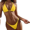 thumbnail image 3 of NIEWTR High Neck Halter Bikini Top Floral Swimsuits Two Piece Bathing Suits Triangle Bottoms for Women(Yellow,L), 3 of 4