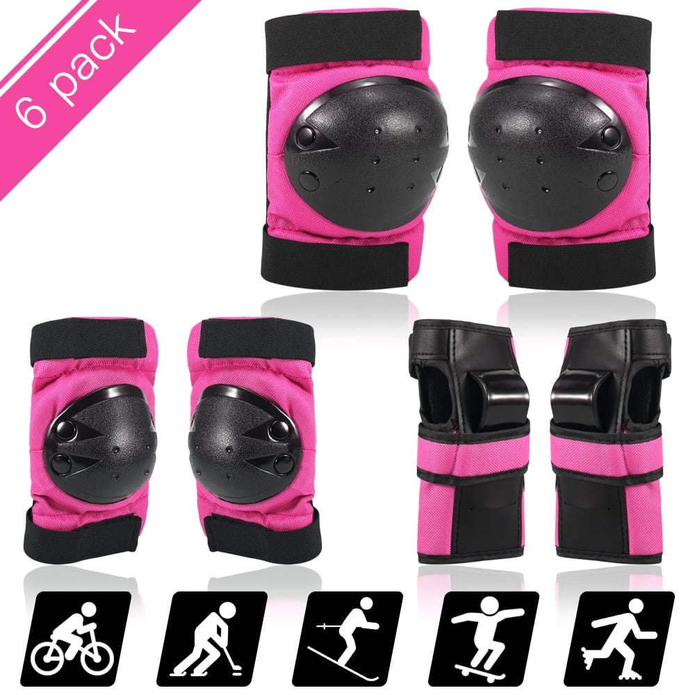 6x Children Kid Knee Elbow Wrist Pad Protective Pad for Skating Cycling ScooterT 