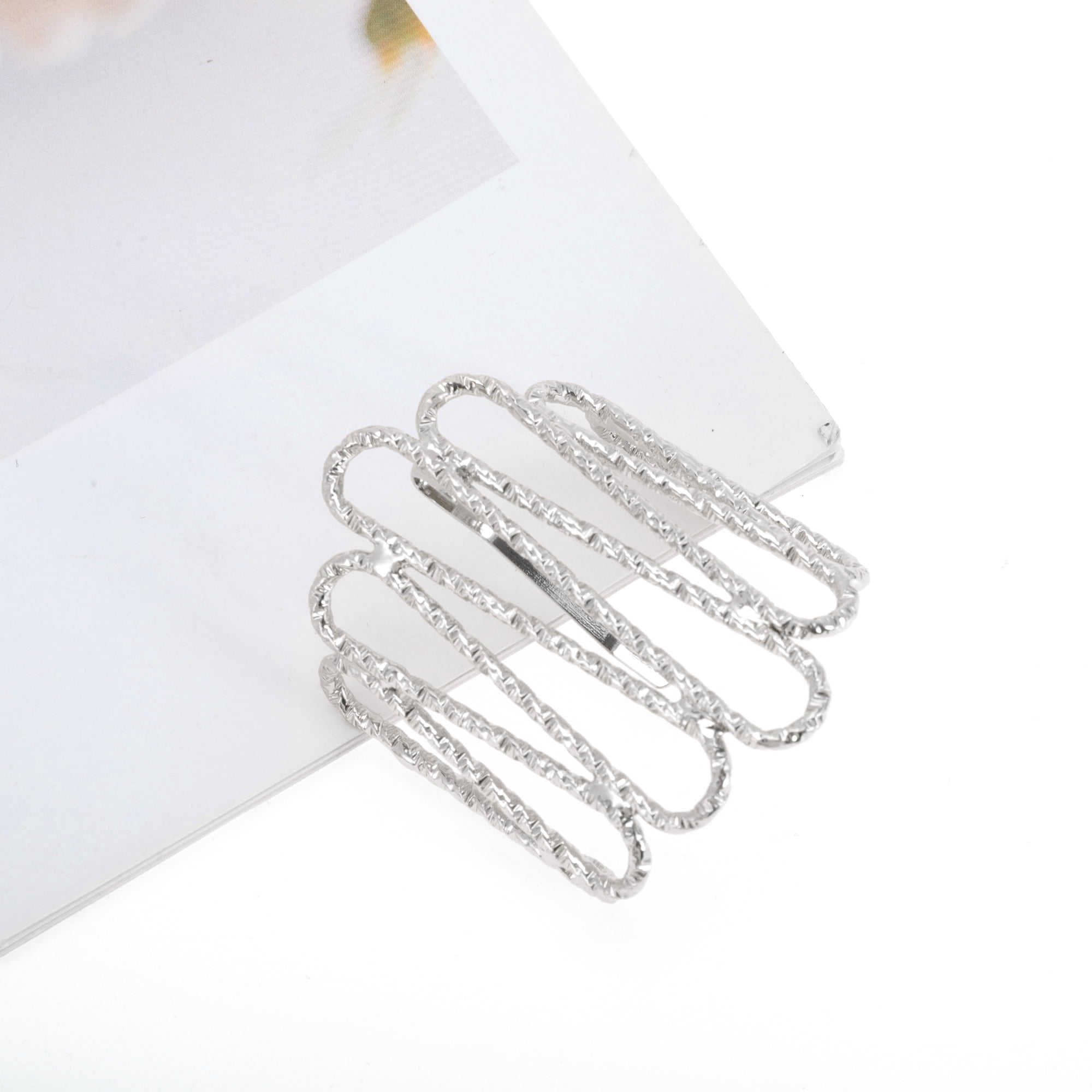 Unique Bargains Stylish Textured Ponytail Buckle Hair Clip for Women 1 Pc Silver Tone