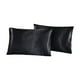 thumbnail image 1 of 1 par de fundas de almohada de satén de seda brillante, sedosas y lujosas, para cabello y piel facial, 51 x 102 cm (negro), 1 of 3