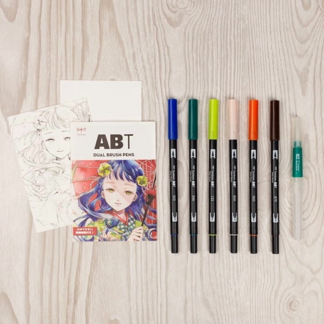 Tombow 72562 Dual Brush Pen Art Markers, Manga Illustration, Wind 6-Pack