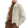 thumbnail image 5 of GUACER Womens Zip Up Short Jackets Fashion Suede Collared Long Sleeve Tops Vintage Fall Winter Casual Crop Coat, 5 of 8