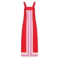 thumbnail image 3 of Women Bohemian Floral Dress Summer Casual Color Block Maxi Beach Overall Dress Coverups Red M, 3 of 8