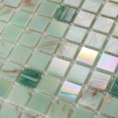 11.5sqft Mosaic Tile for Bathroom Accent Wall, Bathroom Floor, Bathroom Backsplash, Kitchen Backsplash, Glass Tile for Swimming Pool, Shower Floor (10pcs, Grass Green)