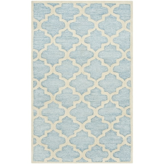 SAFAVIEH Precious Shanika Geometric Quatrefoil Area Rug, Mist Blue, 3' x 5'